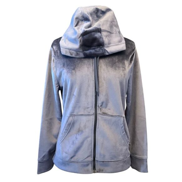 Emily B Velour Zip Up Hoodie. M. Ice Blue. Cozy. Pastelgoth whimsy - Picture 3 of 13